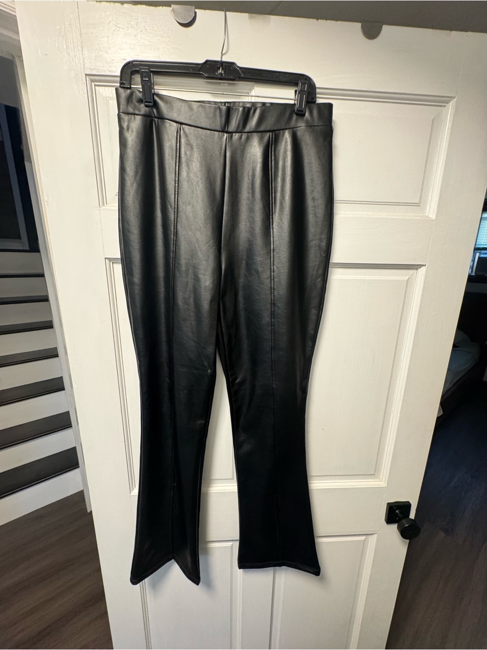 Black Faux Leather Flare Pants